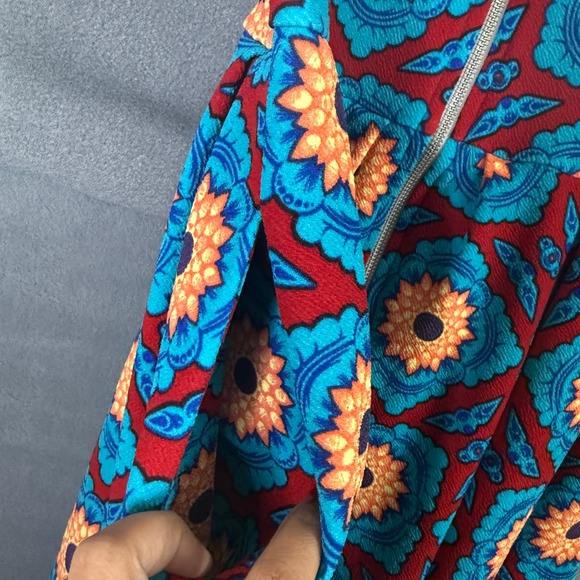 LuLaRoe Amelia Dress Floral Print Red Blue Yellow Size S - Picture 5 of 7